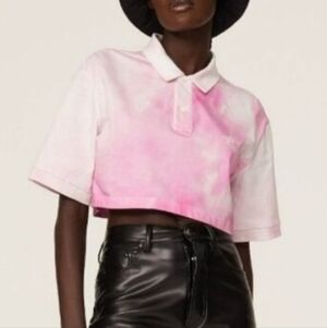 Philosophy di Lorenzo Serafini Pink Tie-Dye Crop Logo Polo Shirt Size S